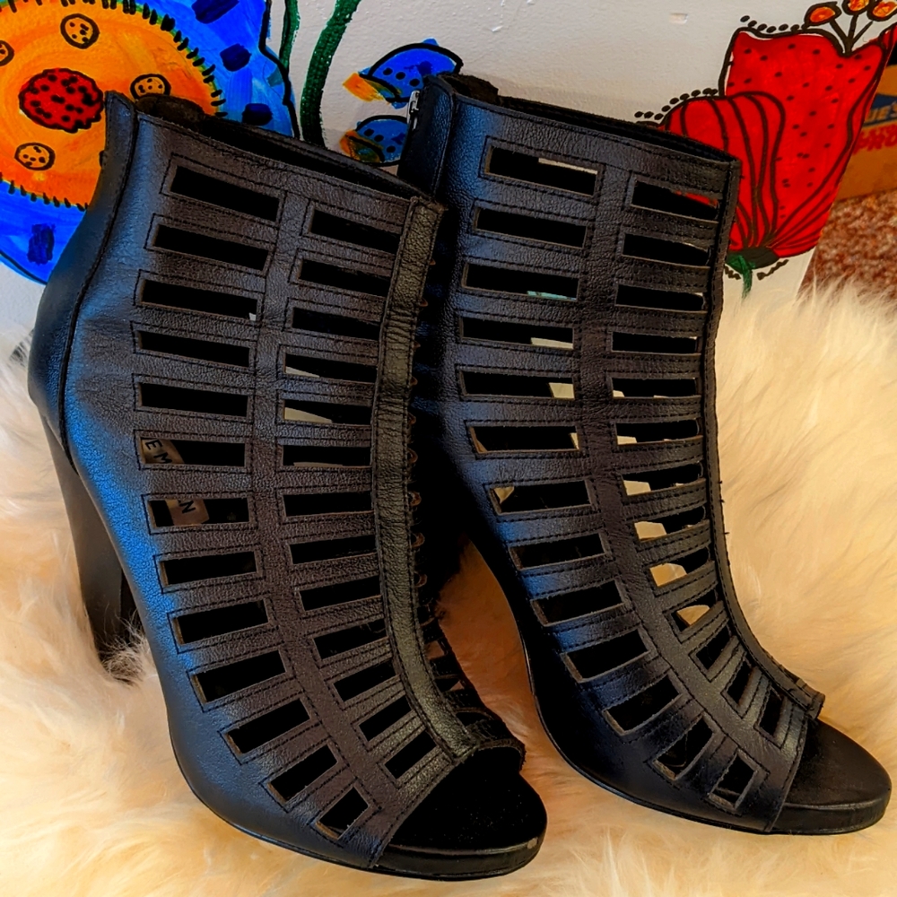 Steve Madden Black Open Toe Booties